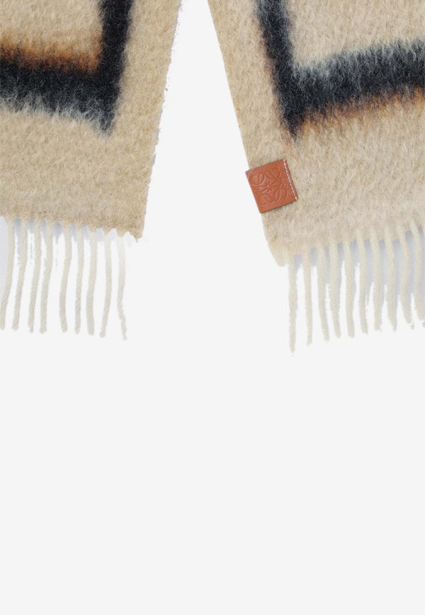 Loewe Logo Intarsia Mohair Blend Scarf Beige F811257X03WO/P_LOEW-3154