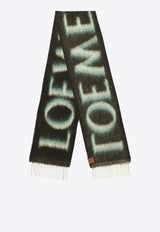 Loewe Logo Intarsia Mohair Fringed Scarf Green F811257X03WO/P_LOEW-4102