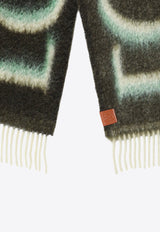 Loewe Logo Intarsia Mohair Fringed Scarf Green F811257X03WO/P_LOEW-4102