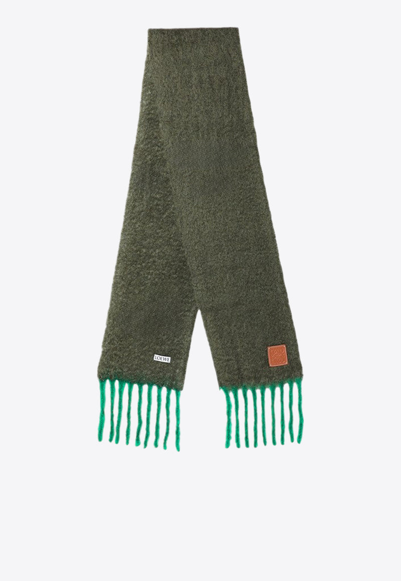 Loewe Anagram Patch Fringed Scarf Green F811257XA2DWO/P_LOEW-4553