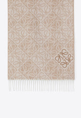 Loewe Anagram Jacquard Wool and Cashmere Scarf Beige F811SS1X01WO/S_LOEW-2140