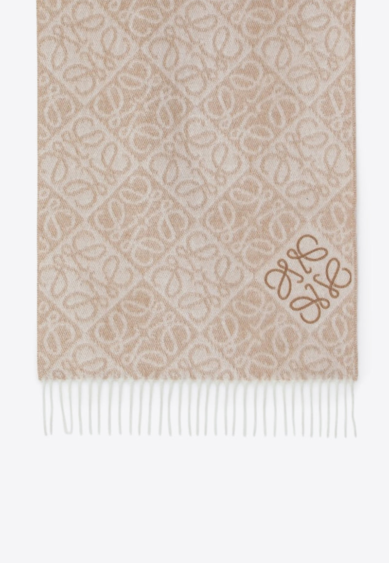 Loewe Anagram Jacquard Wool and Cashmere Scarf Beige F811SS1X01WO/S_LOEW-2140