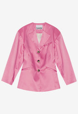 GANNI Double Satin Fitted Blazer Pink F8205PINK