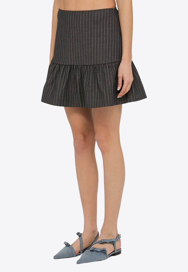 GANNI Pinstripe Mini Skirt Gray F86736474/O_GAN-016