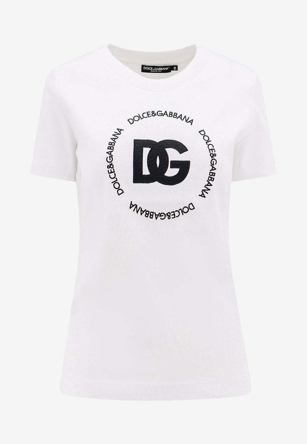Dolce & Gabbana Logo Embroidered Short-Sleeved T-shirt F8T00Z GDB5U W0800