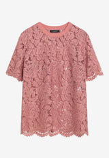 Dolce & Gabbana Floral Lace T-shirt Pink F8V21THLM7L/Q_DOLCE-F0473