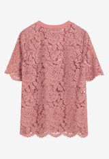 Dolce & Gabbana Floral Lace T-shirt Pink F8V21THLM7L/Q_DOLCE-F0473