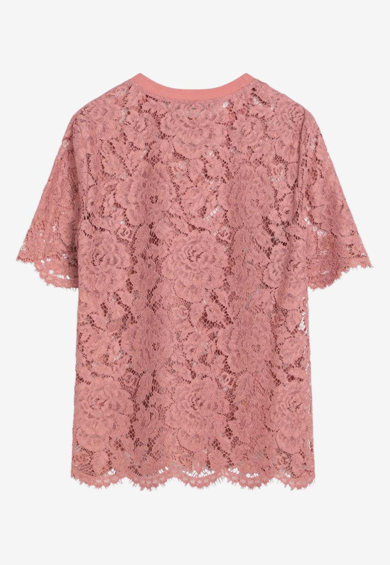 Dolce & Gabbana Floral Lace T-shirt Pink F8V21THLM7L/Q_DOLCE-F0473