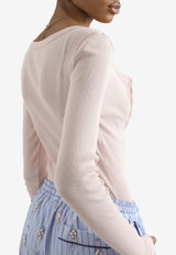 Dolce & Gabbana Ribbed Serafino Long-Sleeved T-shirt Pink F8W44T FU7AV F0586