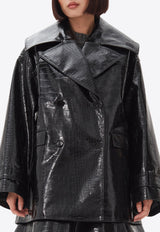 GANNI Future Coated Faux Leather Jacket Black F9463BLACK