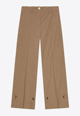 GANNI Drapey Mélange Mid-Waist Pants Brown F9561BROWN