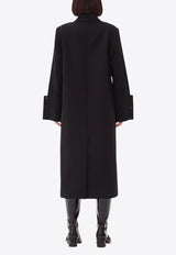 GANNI Bonded Crepe Single-Breasted Coat Black F9606BLACK