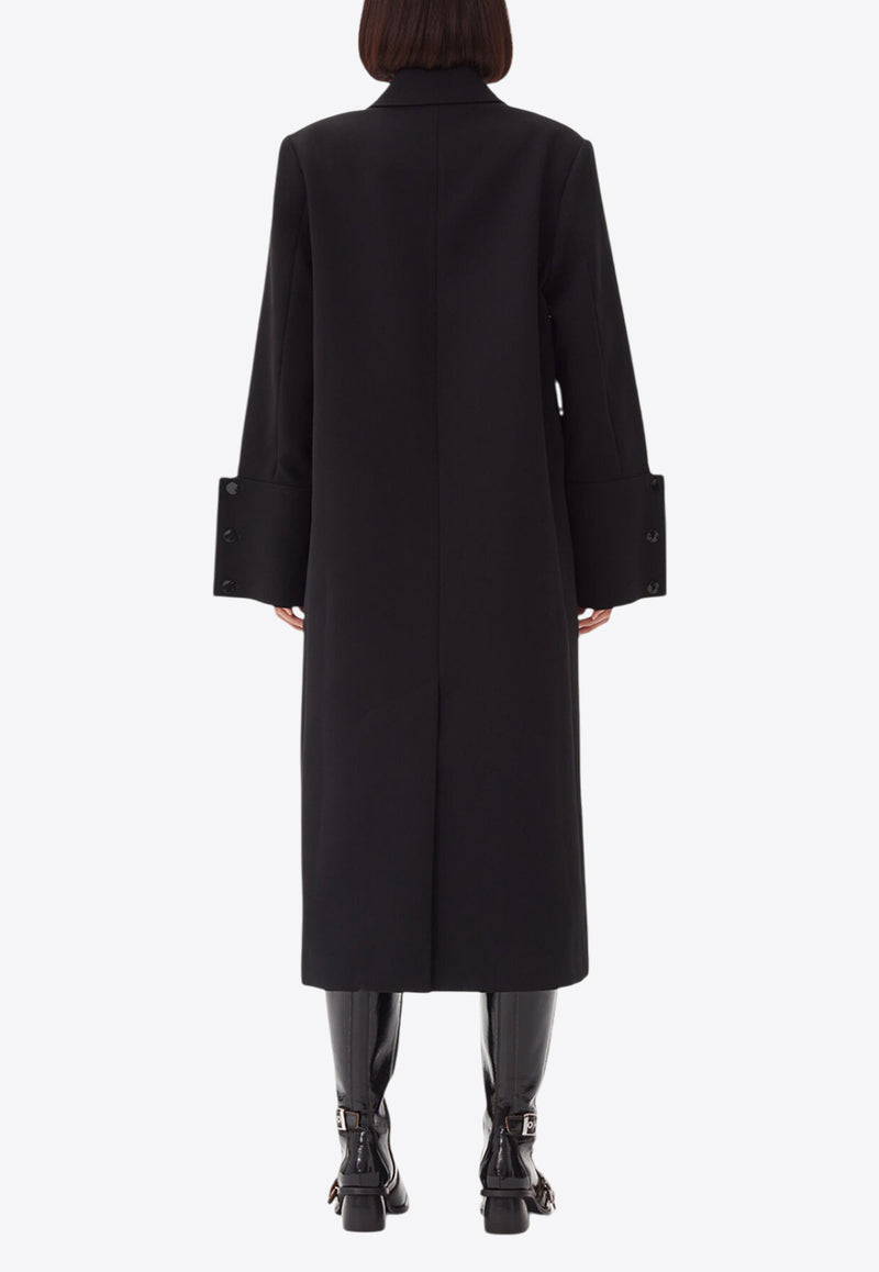 GANNI Bonded Crepe Single-Breasted Coat Black F9606BLACK