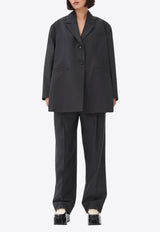 GANNI Pinstripe Oversized Single-Breasted Blazer Black F9697BLACK