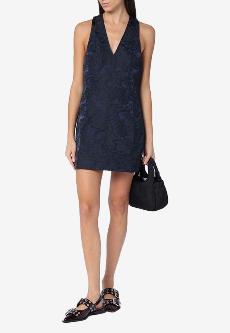 GANNI Floral Jacquard Sleeveless Mini Dress Blue F97036736/P_GAN-268