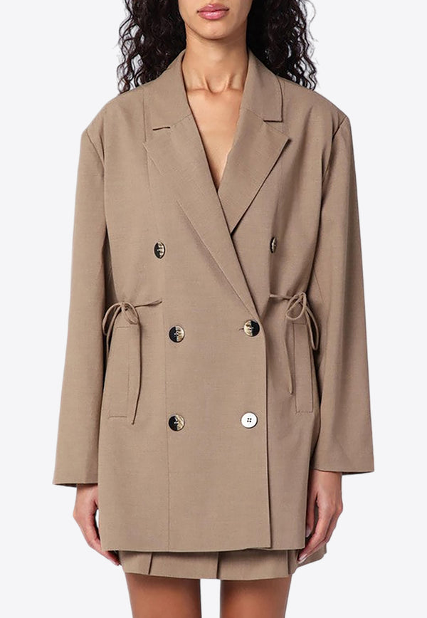 GANNI Double-Breasted Overcoat Jacket Beige F97316627/P_GAN-177