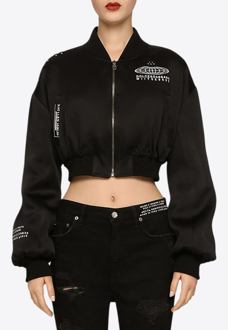 Dolce & Gabbana Logo Print Cropped Jacket Black F9R07T GDB0Q N0000