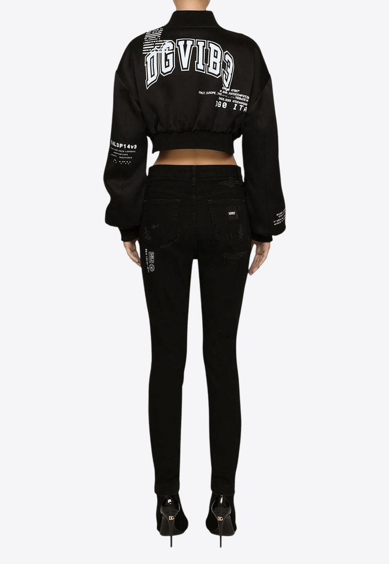Dolce & Gabbana Logo Print Cropped Jacket Black F9R07T GDB0Q N0000