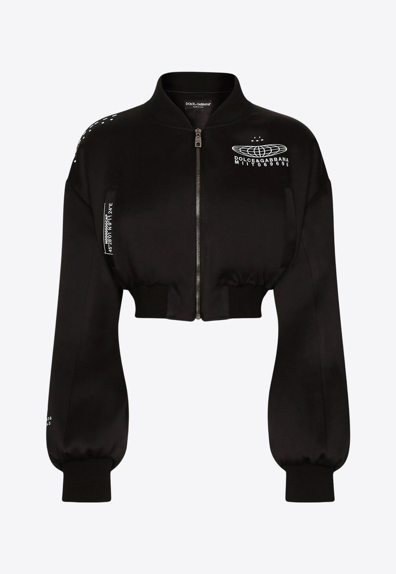 Dolce & Gabbana Logo Print Cropped Jacket Black F9R07T GDB0Q N0000