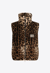 Dolce & Gabbana Leopard Print Vest with Logo Plate Brown F9R23T FSWBH HY13M