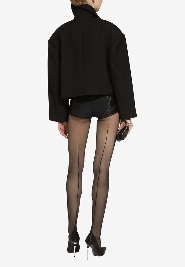Dolce & Gabbana Oversized Short Wool Coat F9R82T FU272 N0000 Black