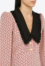 Alessandra Rich Heart-Pattern Midi Shirt Dress in Silk Pink FAB3464F4029/N_ALESS-1941