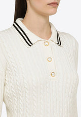 Alessandra Rich Cable-Knit Polo T-shirt White FABX3686K4264/O_ALESS-0105