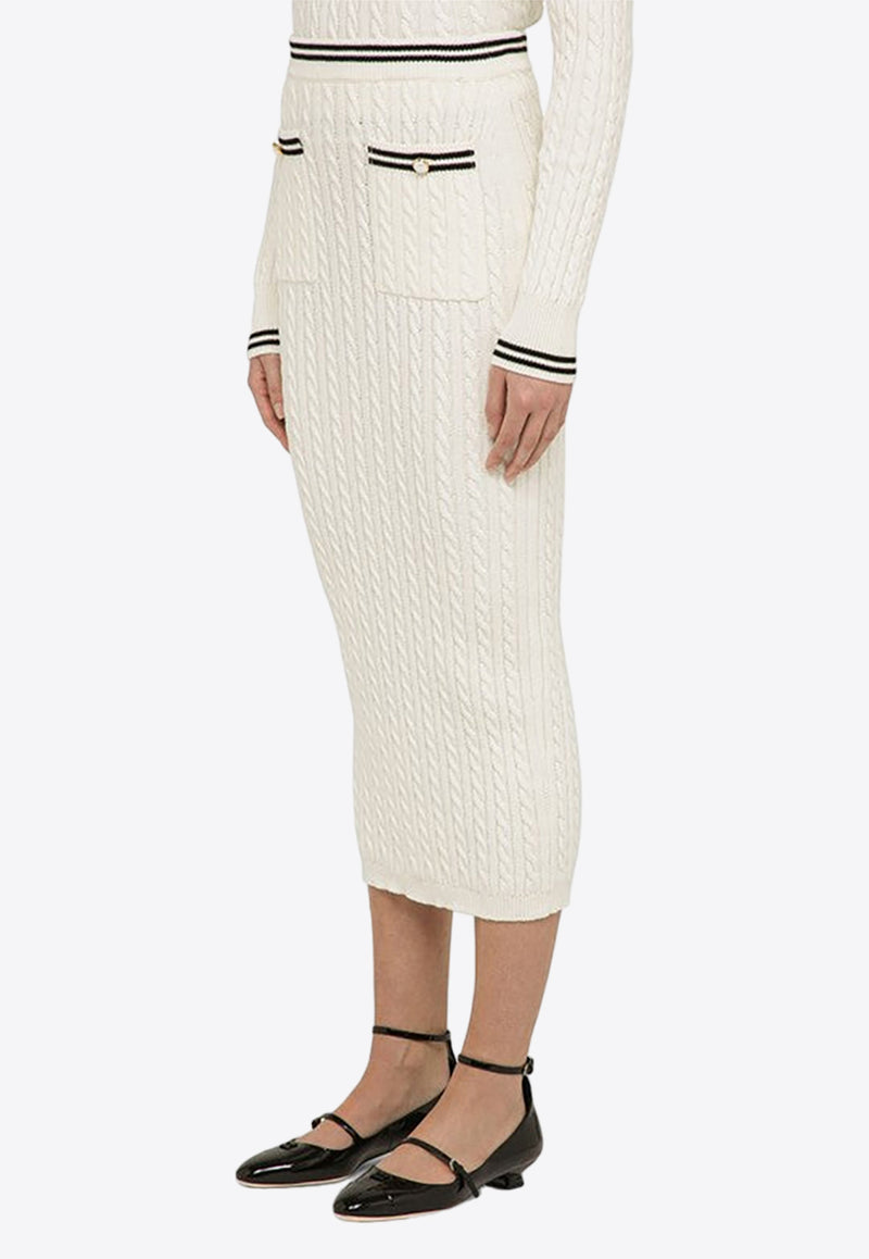 Alessandra Rich Cable-Knit Midi Pencil Skirt

 White FABX3688K4264/O_ALESS-0105