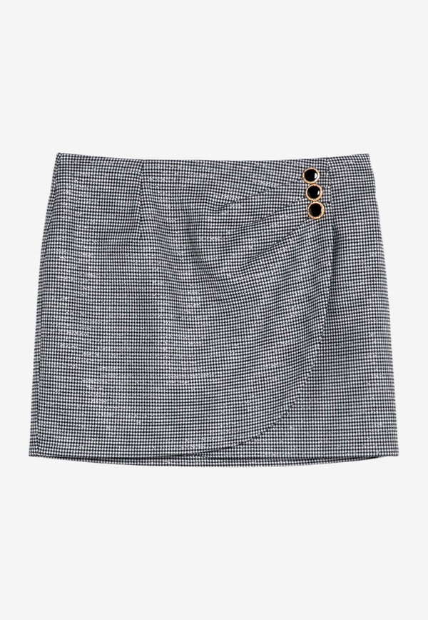 Alessandra Rich Houndstooth Wool Mini Skirt Black FABX3806F4366/P_ALESS-0900