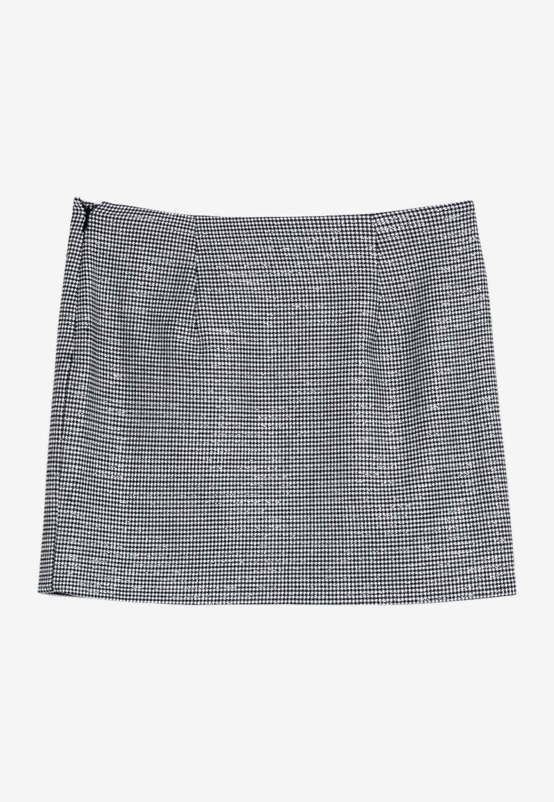 Alessandra Rich Houndstooth Wool Mini Skirt Black FABX3806F4366/P_ALESS-0900