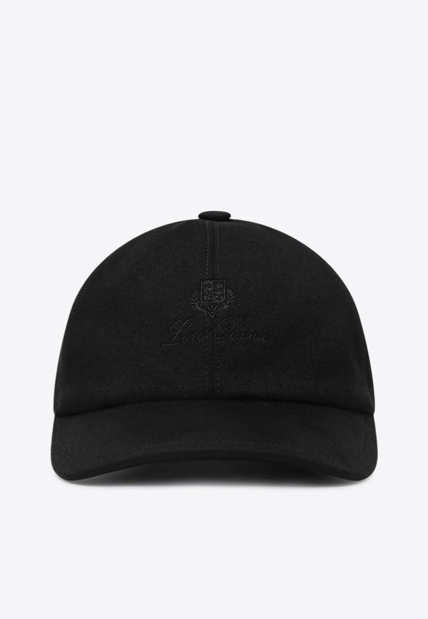 Loro Piana Logo Embroidered Cashmere Cap Black FAF8520WS/R_LORO-8000