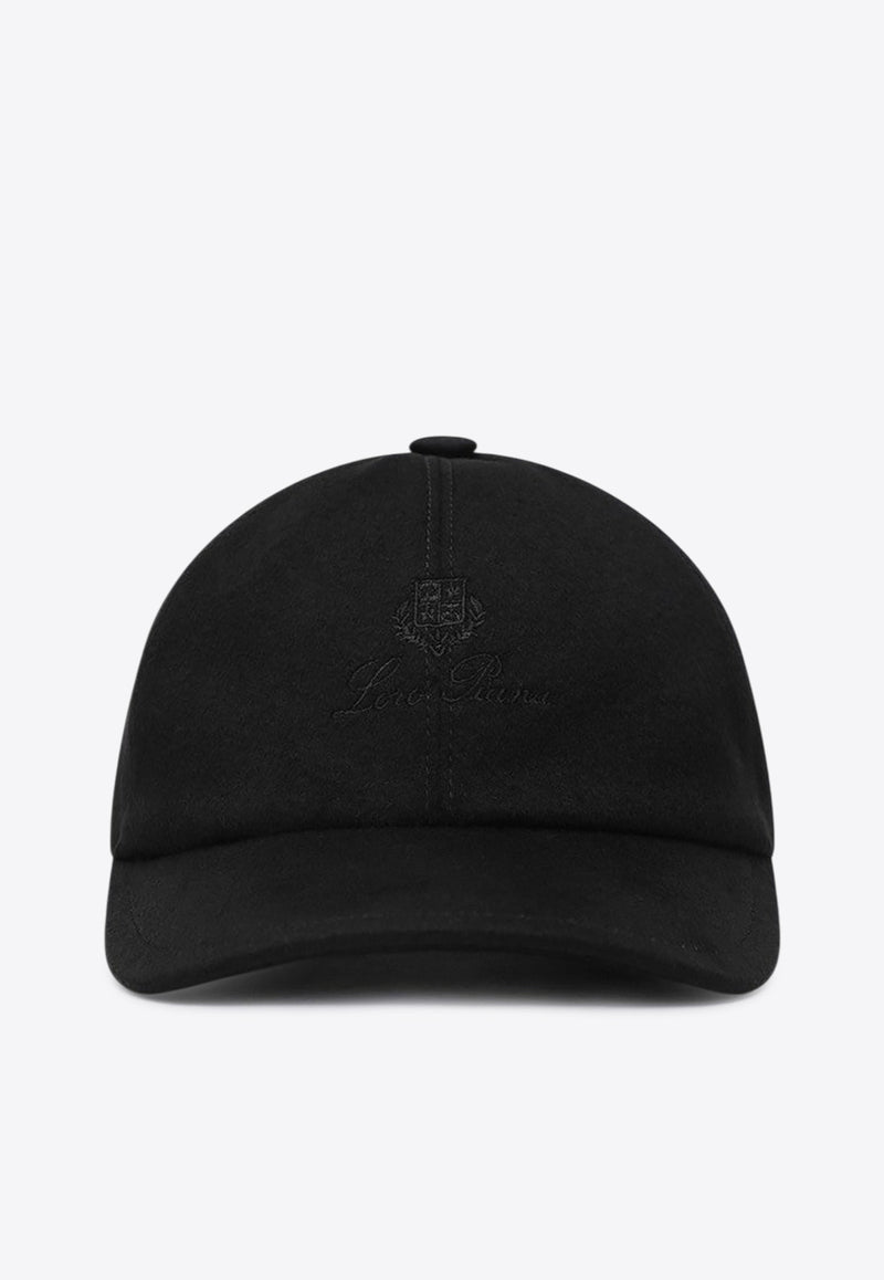 Loro Piana Logo Embroidered Cashmere Cap Black FAF8520WS/R_LORO-8000