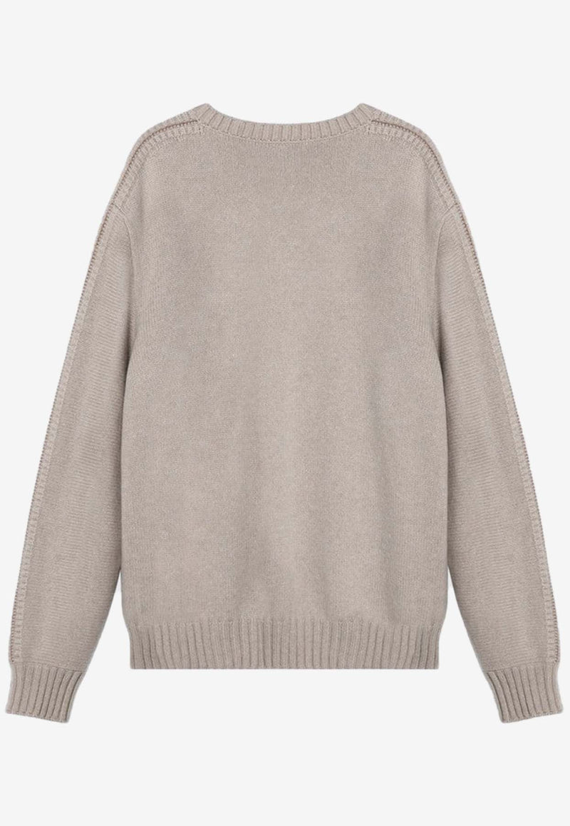 Loro Piana Cervatto Knitted Cashmere Sweater Ivory FAO5746CO/P_LORO-B4K1