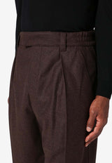 Loro Piana Reinga Wool and Cashmere Tailored Pants Brown FAO7215CO/P_LORO-H0QI