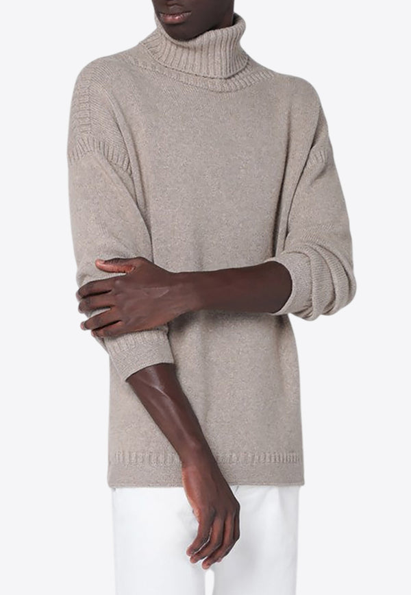 Loro Piana Tyne Knitted Cashmere Turtleneck Sweater Beige FAP5976WS/R_LORO-D0V9