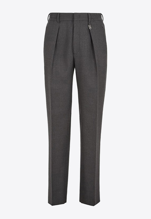 Fendi Tailored Wool Pants with O'Lock Detail Gray FB0895APNN/N_FENDI-F0UU0