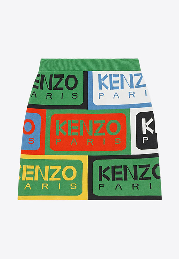 Kenzo Labels Rib Knit Mini Skirt FD52JU3673CDMULTICOLOUR