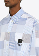 Kenzo Logo Patchwork Checked Shirt FD55DC5046B1CO/M_KENZO-DM Blue