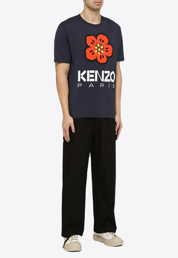 Kenzo Boke Logo Print T-shirt FD55TS4454SOCO/O_KENZO-77 Navy