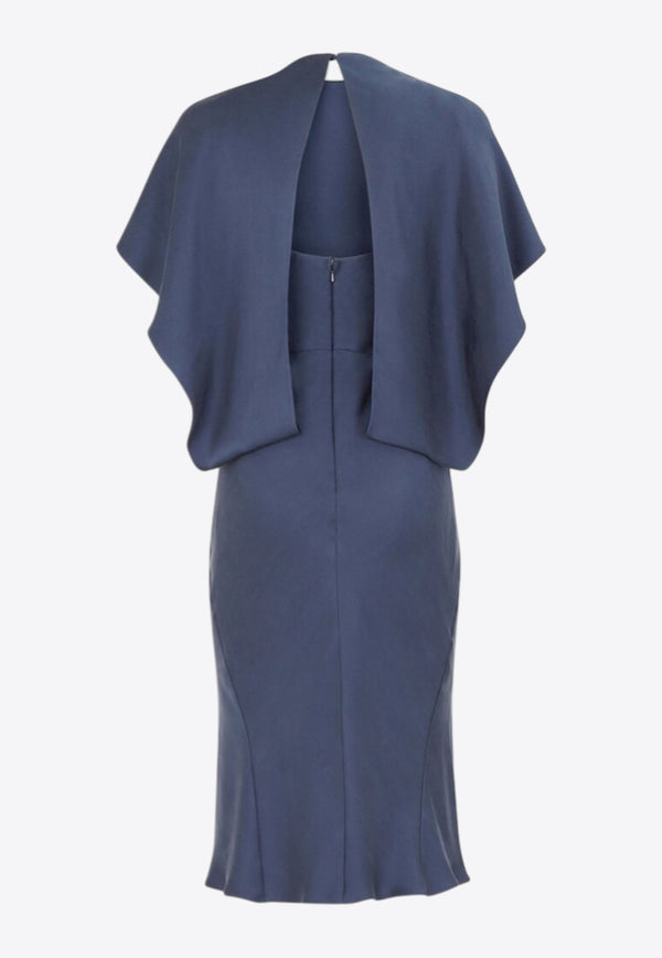 Fendi Cape Silk Midi Dress Blue FDC507AM3DF1J79_80249