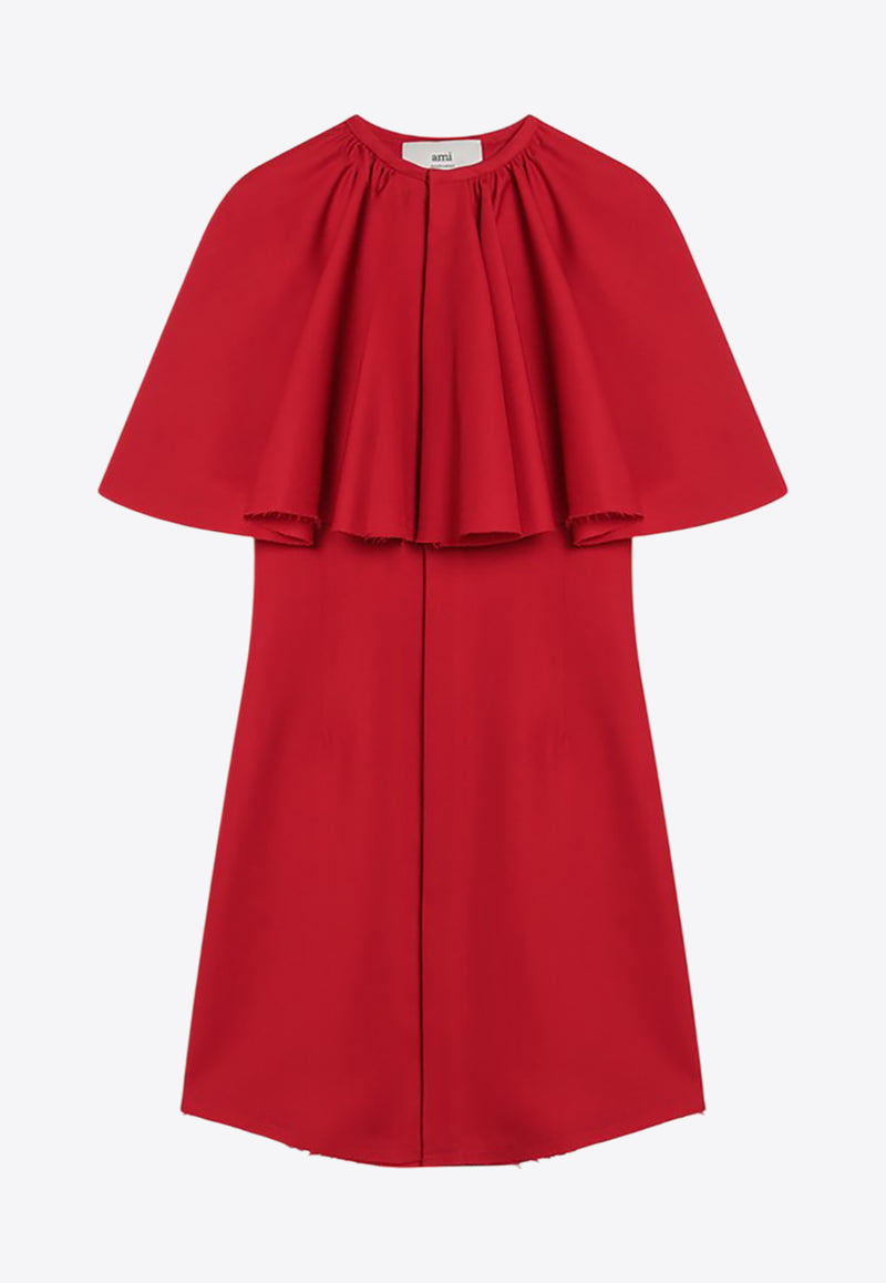 AMI PARIS Mini Draped Wool Dress  Red FDR053WV0068/Q_AMI-632