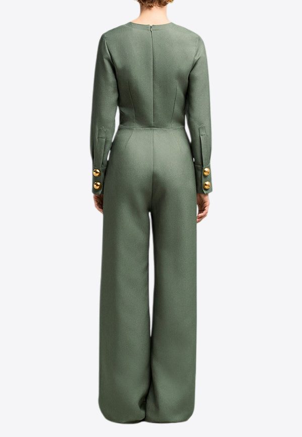 AMI PARIS Long-Sleeved Zipped Wool-Blend Jumpsuit FDR505.VI0019GREEN