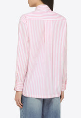Kenzo Logo Patch Striped Shirt FE52CH0919LMCO/O_KENZO-34 Pink