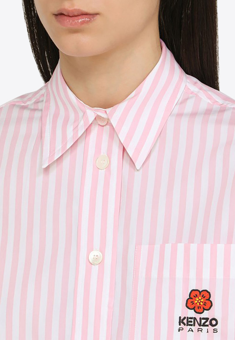 Kenzo Logo Patch Striped Shirt FE52CH0919LMCO/O_KENZO-34 Pink