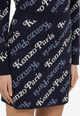 Kenzo Logo Monogram Wool Blend Skirt Blue FE52JU4573CBCO/O_KENZO-77