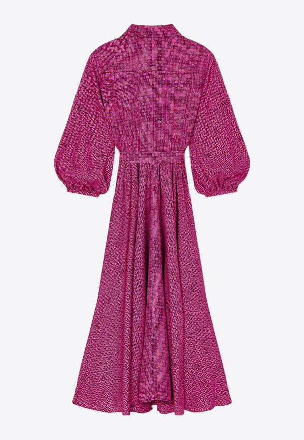 Kenzo Weave Midi Shirt Dress FE52RO2799O3FUCHSIA