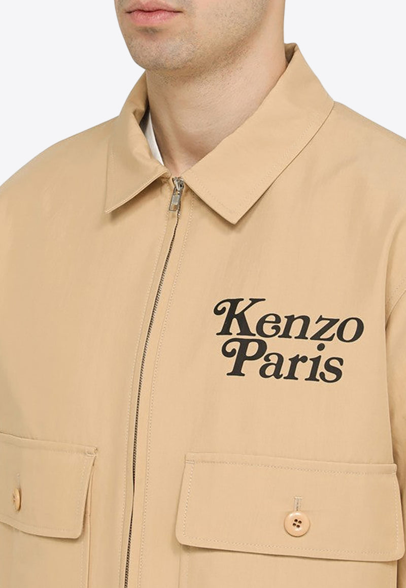 Kenzo Logo Print Zip-Up Jacket Brown FE55BL1659OXCO/O_KENZO-12