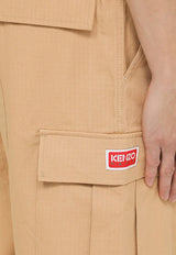 Kenzo Logo Patch Cargo Shorts Brown FE55SH2359DLCO/O_KENZO-12