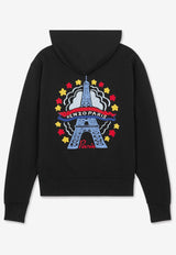 Kenzo Logo Embroidery Hooded Sweatshirt FE55SW1754MFBLACK