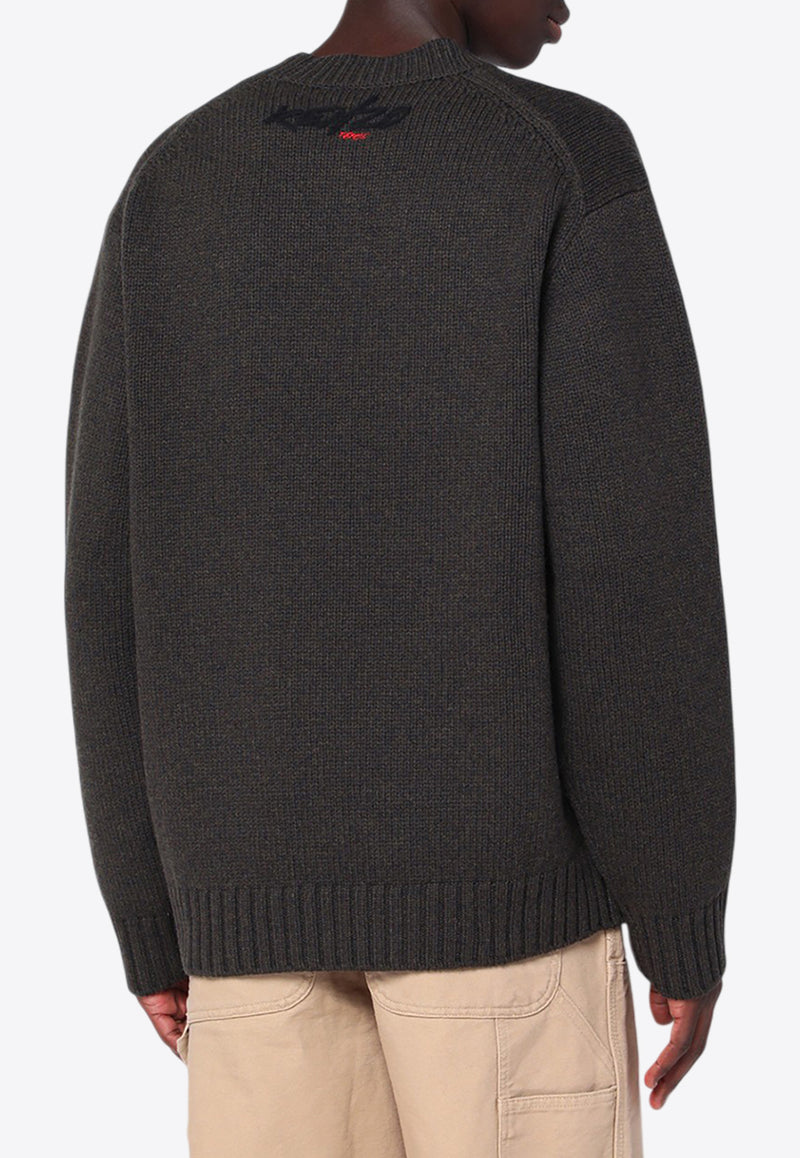 Kenzo X Futura 2000 Embroidered Wool Sweater Khaki FF65PU7413CKWO/R_KENZO-50
